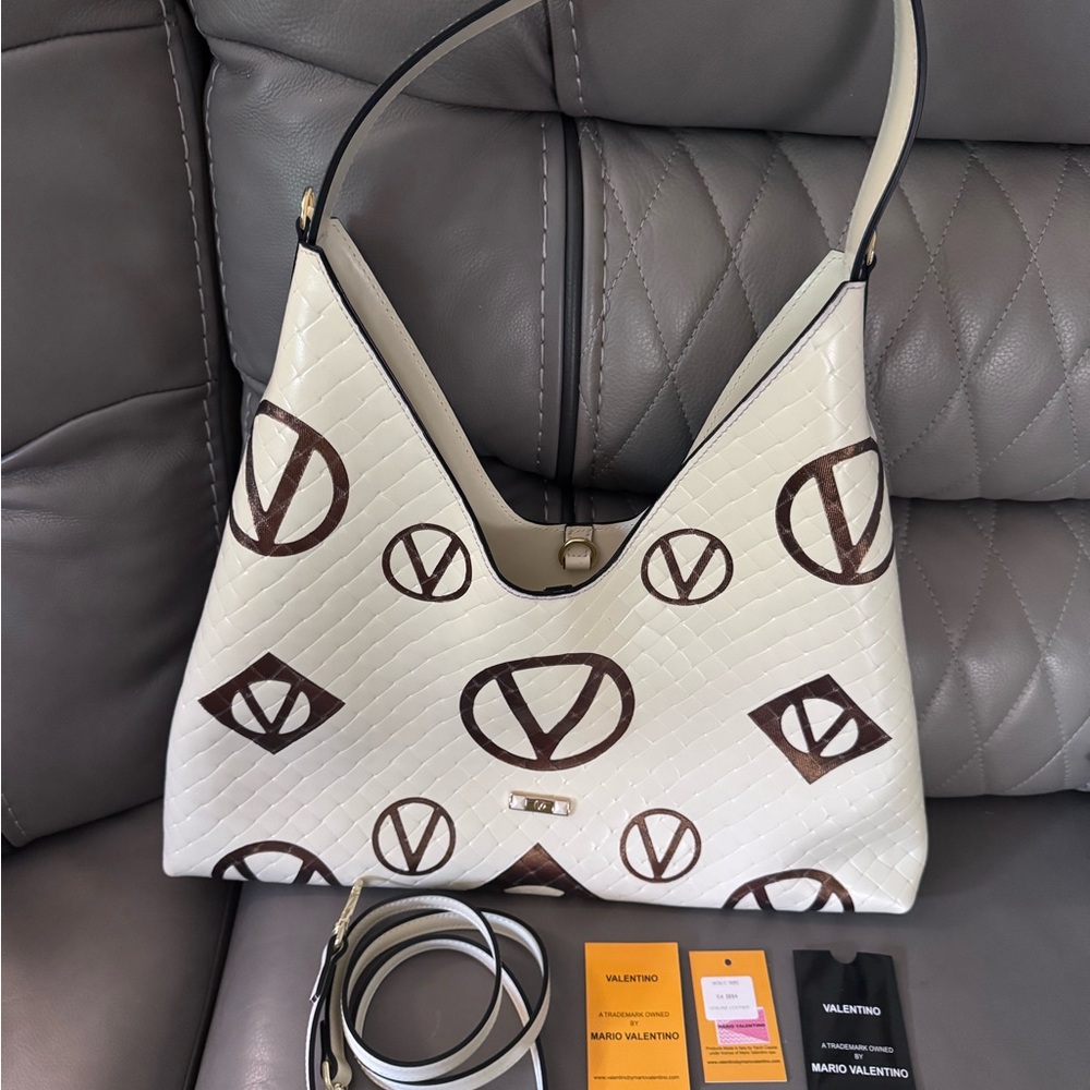 Valentino Cream and Brown Shoulder Bag